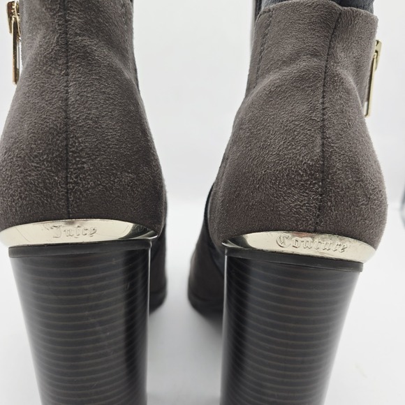 Juicy Couture Livia Boots Women's 7.5 Charcoal Gold Hardware Ankle Boots - Picture 6 of 11